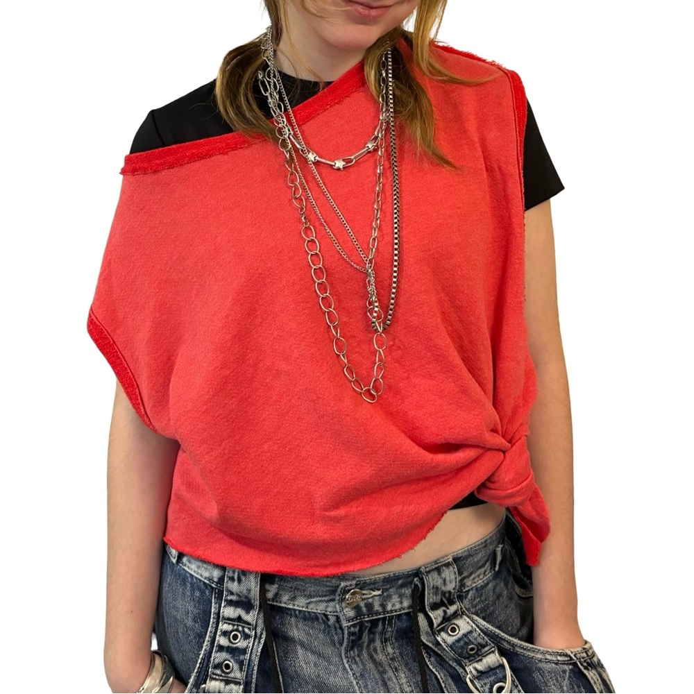 NWT FREE PEOPLE PULLOVER TANK-SLIGHTLY CROPPED IN GUAVA BERRY (Bright red color)